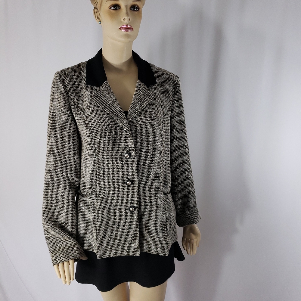 🍀Tweed jacket blazer🍀with velvet black collar